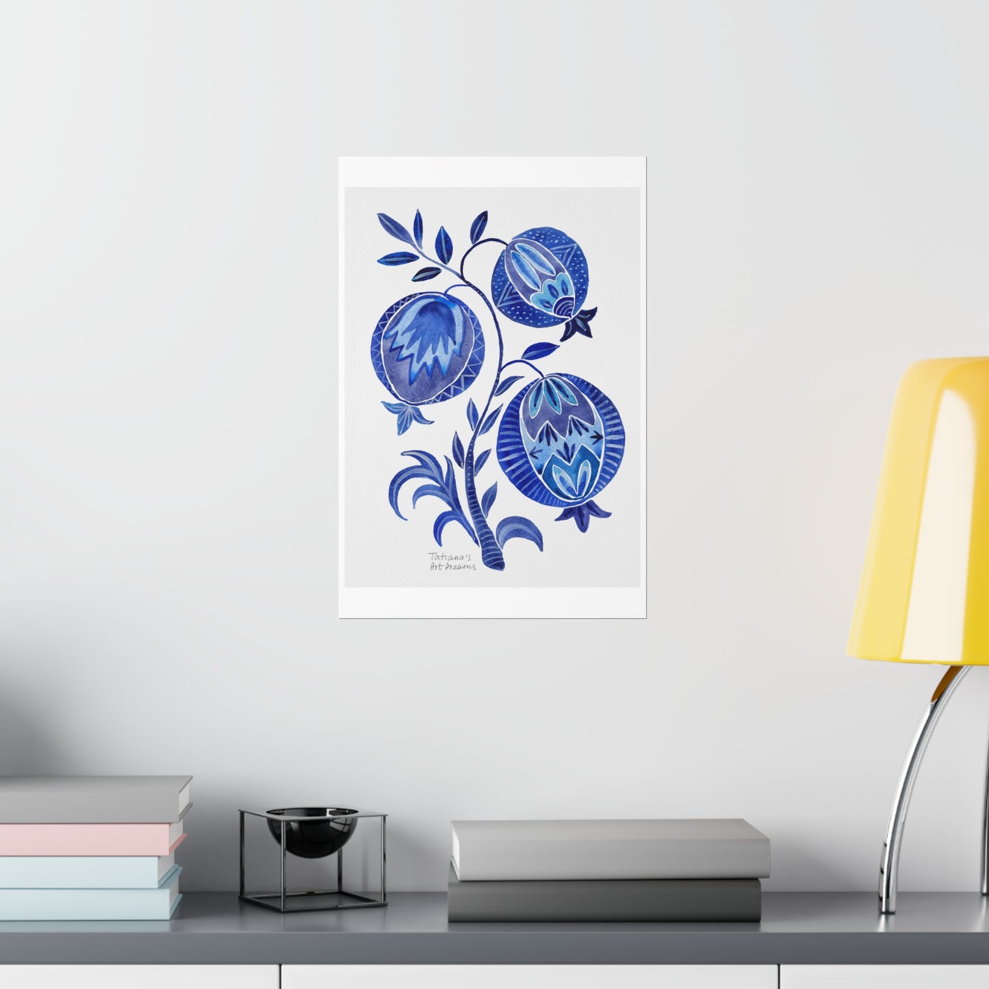 Blue Pomegranates. Art Print