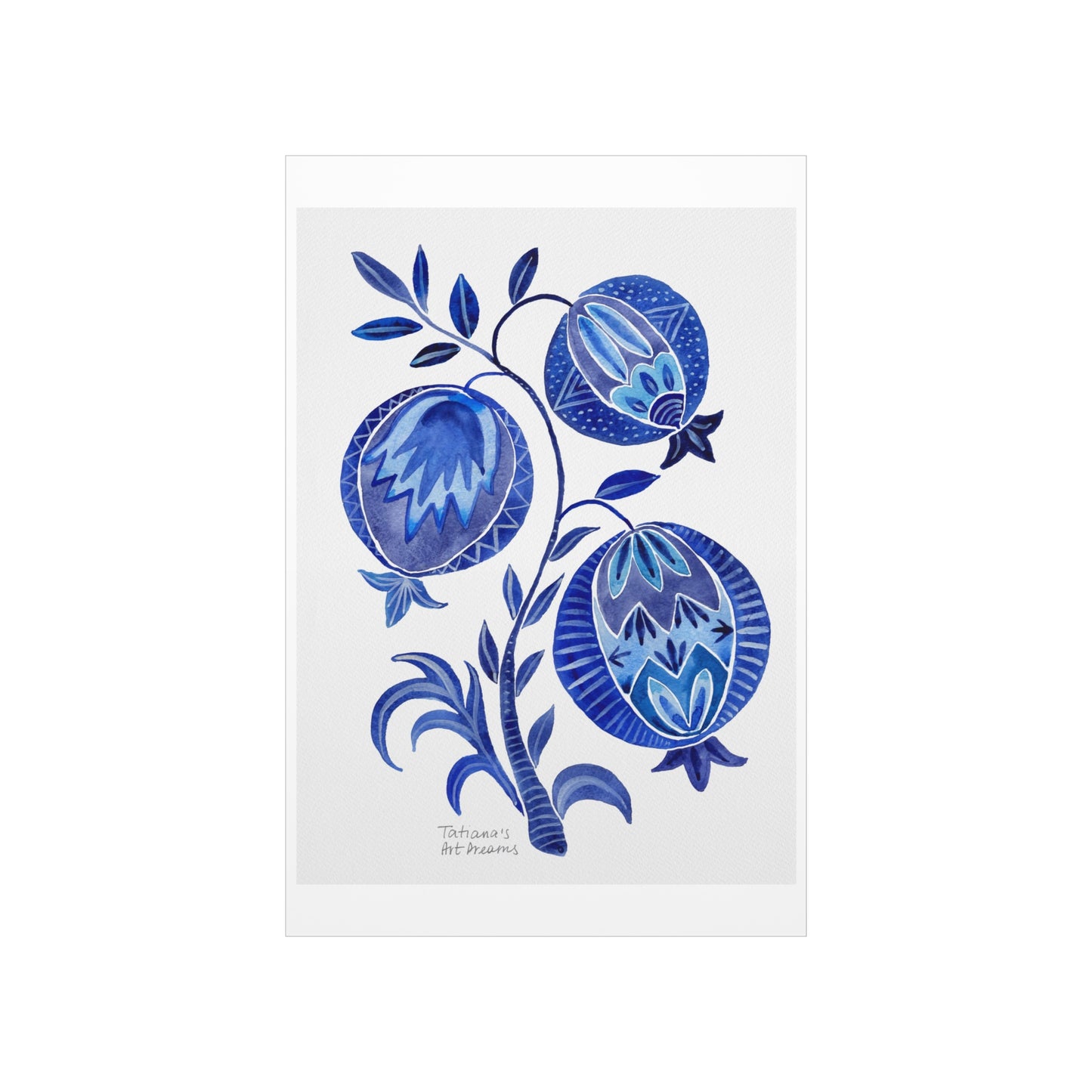 Blue Pomegranates. Art Print