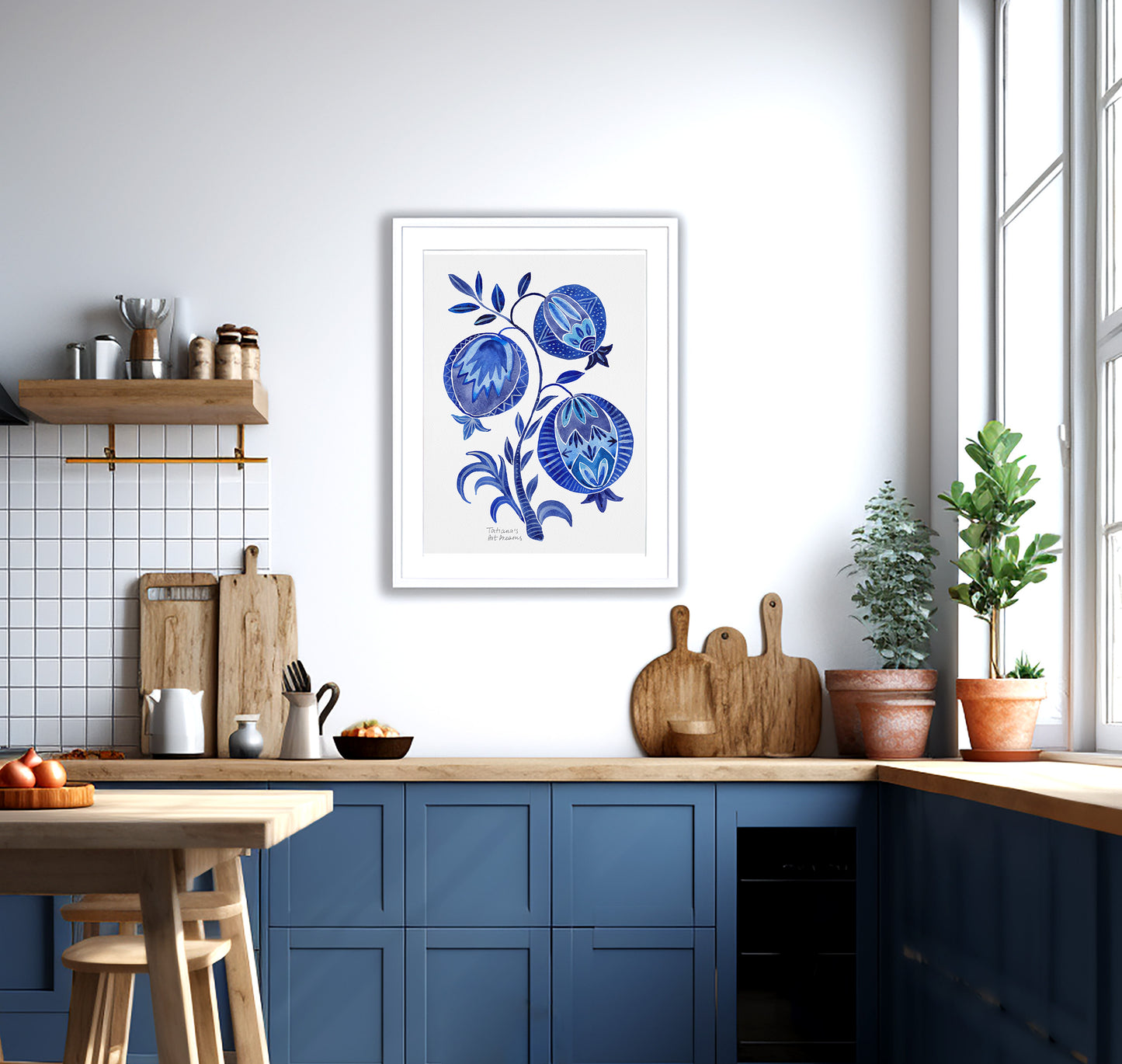 modern kitchen blue